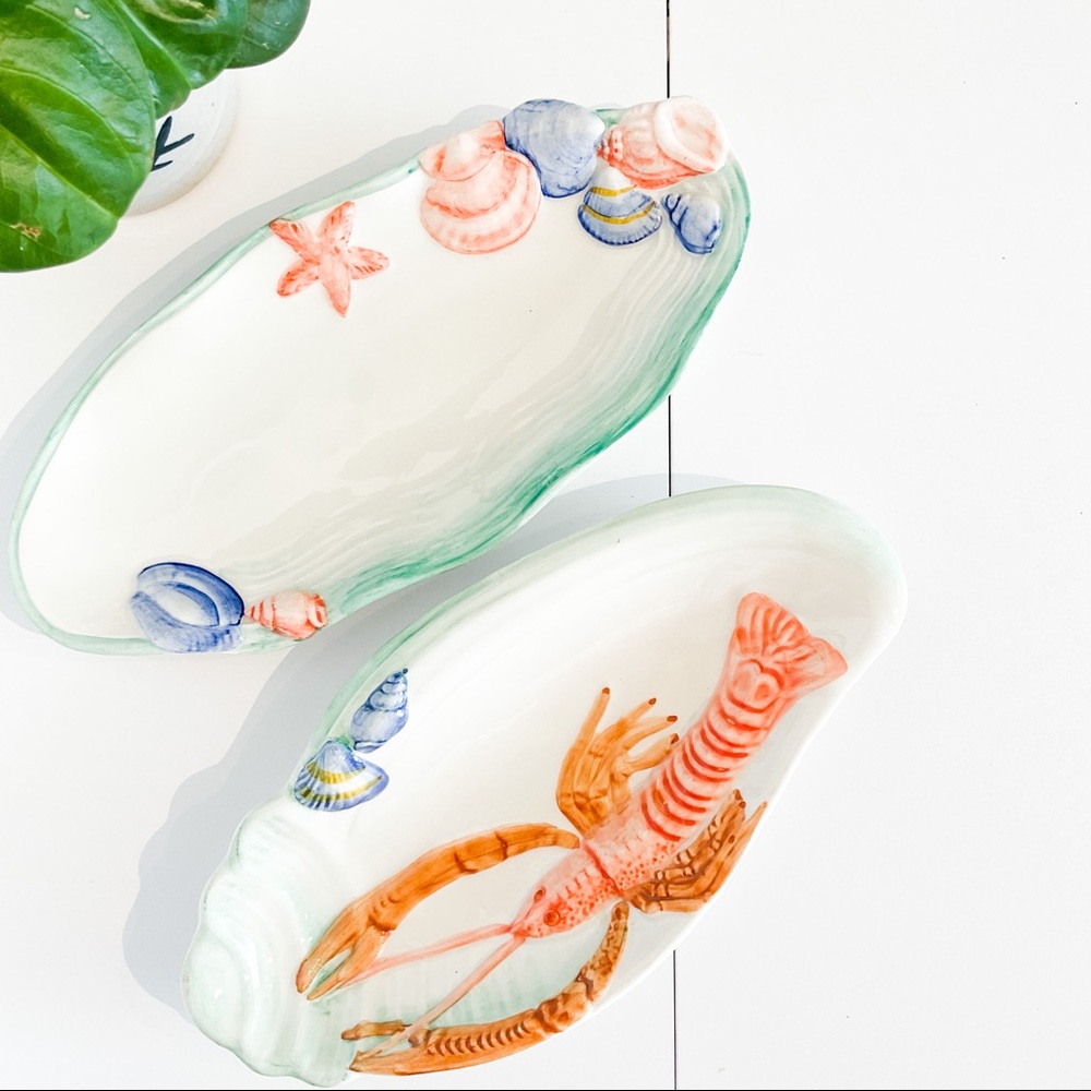 Vintage Multicolor Ceramic Seafood Platters